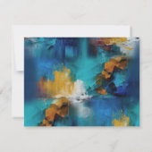 抽象芸術ブロンズ、金ゴールドブルーバロックスタイル 招待状 (裏面)