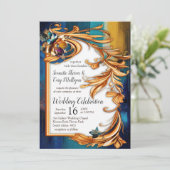 抽象芸術ブロンズ、金ゴールドブルーバロックスタイル 招待状 (スタンド正面)