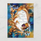 抽象芸術ブロンズ、金ゴールドブルーバロックスタイル 案内ポストカード (正面)