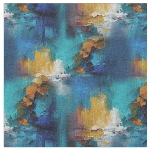 抽象芸術ブロンズ、金ゴールドブルー油絵繰り返し ファブリック (クローズアップ)