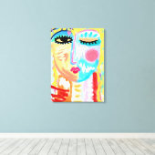 抽象芸術ブロンドポートレートの女性 キャンバスプリント (インサイチュ (ウッドフロア))