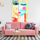 抽象芸術ブロンドポートレートの女性 キャンバスプリント (インサイチュ (リビング))