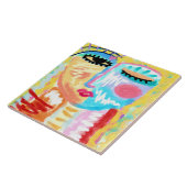 抽象芸術ブロンドポートレートの女性 タイル (側面)