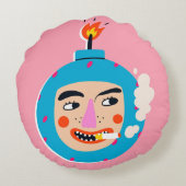 抽象芸術ブーム顔 ラウンドクッション (裏面)