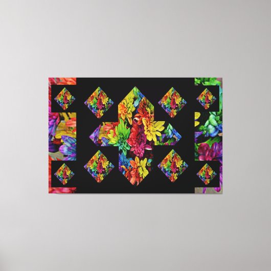 抽象芸術プラス数々のサイン色フローラ キャンバスプリント (正面)