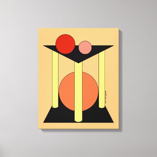 抽象芸術プラットフォーム、柱、および円 キャンバスプリント (正面)