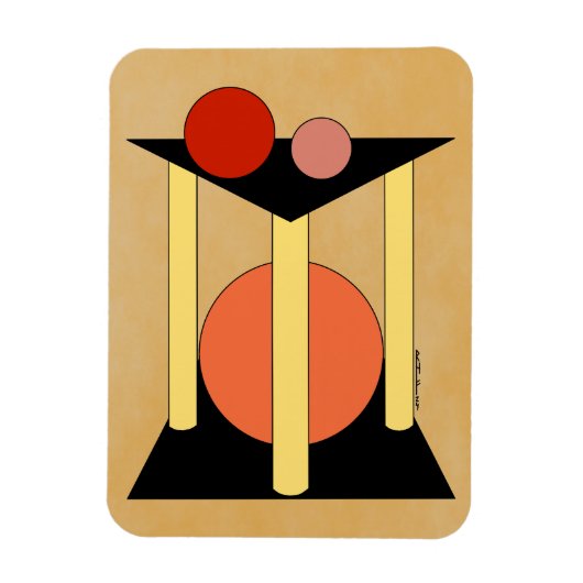 抽象芸術プラットフォーム、柱、および円 マグネット (縦)