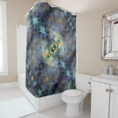 抽象芸術プラムアクアと金ゴールド三角形 シャワーカーテン (インサイチュ)