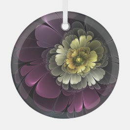 抽象芸術プルカーキグレーフラクタルフラワーサークル ガラスオーナメント