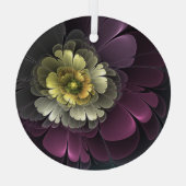 抽象芸術プルカーキグレーフラクタルフラワーサークル ガラスオーナメント (裏面)