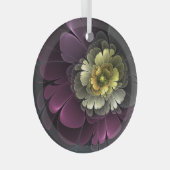 抽象芸術プルカーキグレーフラクタルフラワーサークル ガラスオーナメント (正面右)