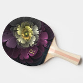抽象芸術プルプールカーキグレーフラクタルフラワーモノグラム 卓球ラケット (横)