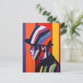 抽象芸術プロファイル(ボウリングをする人、 クリケットの投手帽子) ポストカード (スタンド正面)