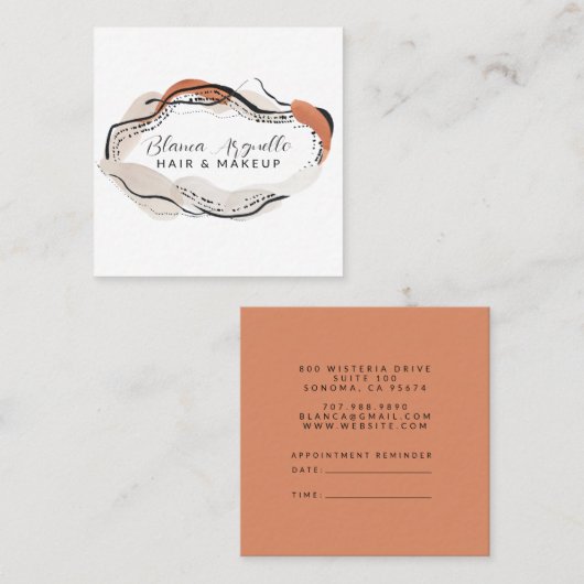 抽象芸術ヘアメイクアップアーティストアポイントメント& スクエア名刺 (正面/裏面)