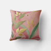 抽象芸術ベビーピンクゴールデンリーフスタイル18 クッション (裏面)