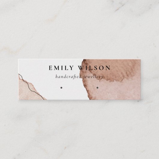 抽象芸術ベージュブラウンウォーターカラーイヤリングディスプレイ スキニー名刺 (正面)