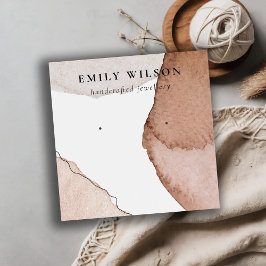 抽象芸術ベージュブラウンウォーターカラーイヤリングディスプレイ スクエア名刺