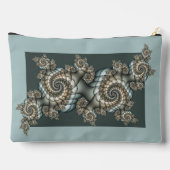 抽象芸術ベージュライトブルーフラクタルアートらせん状 アクセサリーポーチ (裏面)