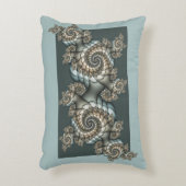 抽象芸術ベージュライトブルーフラクタルアートらせん状 アクセントクッション (正面(垂直))