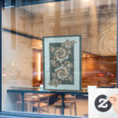 抽象芸術ベージュライトブルーフラクタルアートらせん状 ウィンドウサイン (カフェ窓)