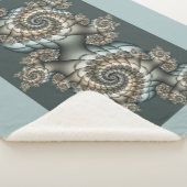 抽象芸術ベージュライトブルーフラクタルアートらせん状 シェルパブランケット (3/4)