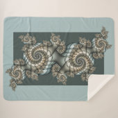 抽象芸術ベージュライトブルーフラクタルアートらせん状 シェルパブランケット (正面(横))