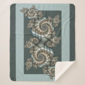 抽象芸術ベージュライトブルーフラクタルアートらせん状 シェルパブランケット (正面)