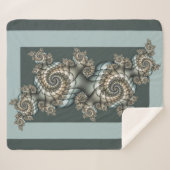 抽象芸術ベージュライトブルーフラクタルアートらせん状 シェルパブランケット (正面(横))