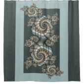 抽象芸術ベージュライトブルーフラクタルアートらせん状 シャワーカーテン (正面)