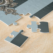 抽象芸術ベージュライトブルーフラクタルアートらせん状 ジグソーパズル (側面)