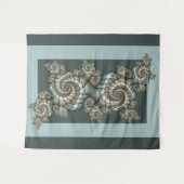 抽象芸術ベージュライトブルーフラクタルアートらせん状 タペストリー (正面(横))