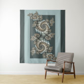 抽象芸術ベージュライトブルーフラクタルアートらせん状 タペストリー (インサイチュ)