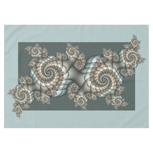 抽象芸術ベージュライトブルーフラクタルアートらせん状 テーブルクロス (正面(横))