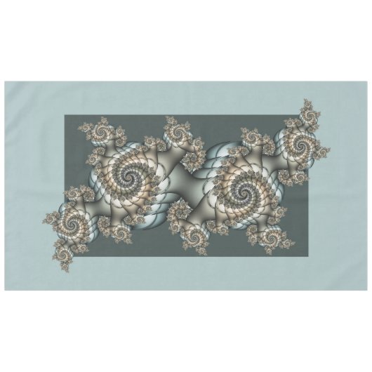 抽象芸術ベージュライトブルーフラクタルアートらせん状 テーブルクロス (正面(横))