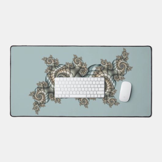 抽象芸術ベージュライトブルーフラクタルアートらせん状 デスクマット (キーボード&マウス)