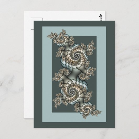 抽象芸術ベージュライトブルーフラクタルアートらせん状 ポストカード (正面/裏面)