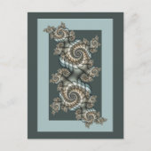 抽象芸術ベージュライトブルーフラクタルアートらせん状 ポストカード (正面)