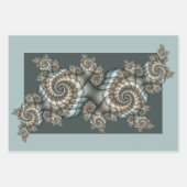 抽象芸術ベージュライトブルーフラクタルアートらせん状 ラッピングペーパーシート (正面)