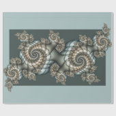 抽象芸術ベージュライトブルーフラクタルアートらせん状 ラッピングペーパー (フラット)