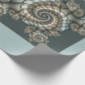 抽象芸術ベージュライトブルーフラクタルアートらせん状 ラッピングペーパー (角)