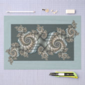 抽象芸術ベージュライトブルーフラクタルアートらせん状 薄葉紙 (クラフト)