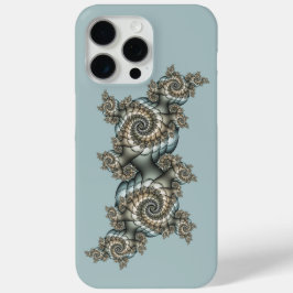 抽象芸術ベージュライトブルーフラクタルアートらせん状 iPhone 15 PRO MAXケース