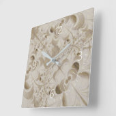 抽象芸術ベージュ模様 スクエア壁時計 (傾斜)