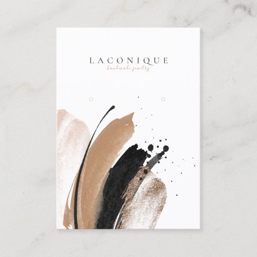 抽象芸術ベージュ&金ゴールドウォーターカラージュエリーディスプレイB 名刺 (正面)