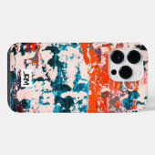 抽象芸術ペインティング 赤 青 白 モノグラム ファンク iPhoneケース (裏面横)