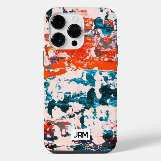 抽象芸術ペインティング 赤 青 白 モノグラム ファンク iPhoneケース (裏面)