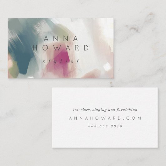 抽象芸術ペイントブラシストロークファインアート名刺 名刺 (正面/裏面)