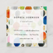 抽象芸術ペブル金ゴールドグリッターアート名刺 スクエア名刺 (裏面)