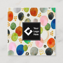 抽象芸術ペブル金ゴールドグリッターアート名刺 スクエア名刺