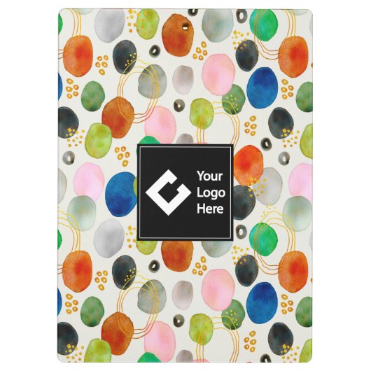 抽象芸術ペブル金ゴールドグリッターアート+あなたのロゴ クリップボード (裏面)